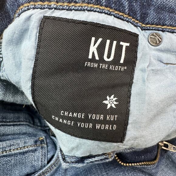 Kut From The Kloth Reese Ankle Straight Leg Jeans WMNS 8 Blue Distressed Raw Hem - Picture 4 of 10